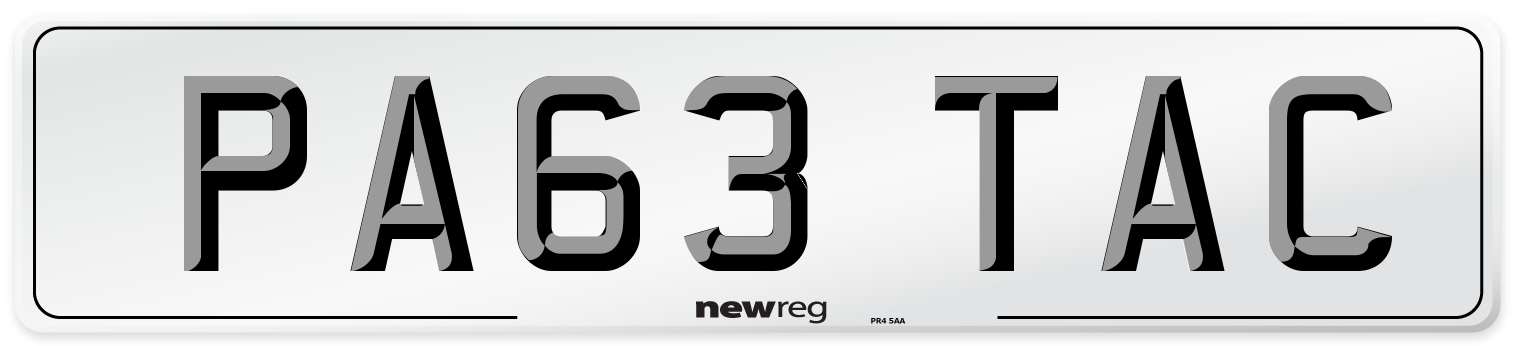 PA63 TAC Number Plate from New Reg